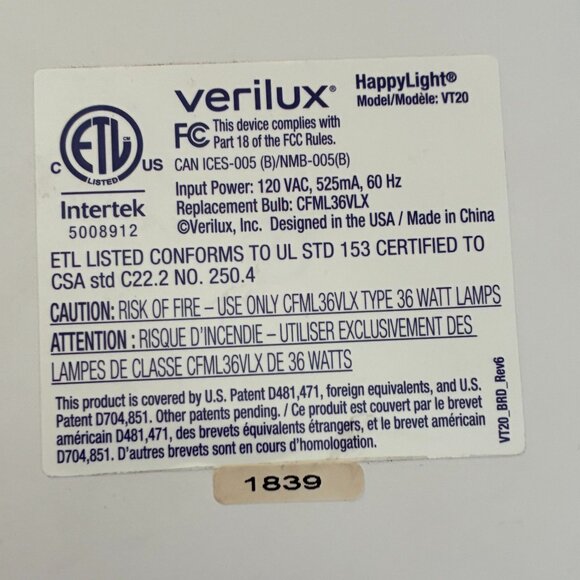 Verilux VT20 Full-Size Happylight, Light Therapy - Picture 2 of 5